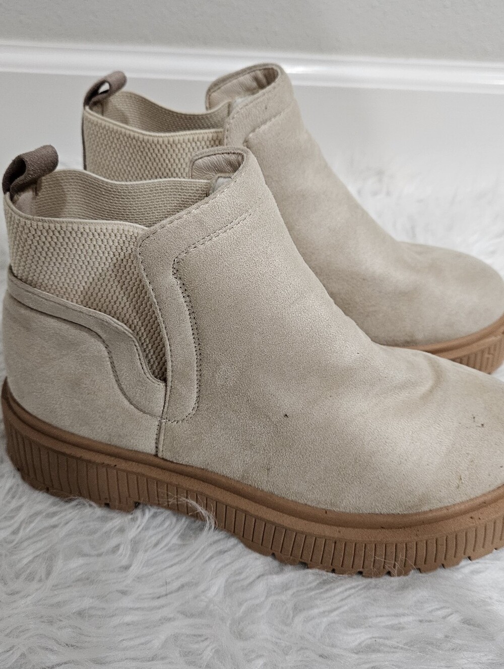 Charlotte Russe Beige Slip-On Platform Sneakers